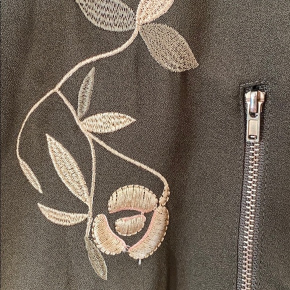 Olive Green Bomber Jacket with Gold embroidery - Picture 2 of 5